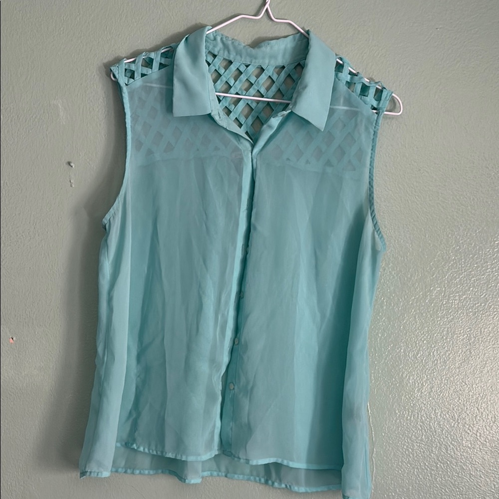 Live 4 Truth Blue Sleeveless Buttoned Blouse